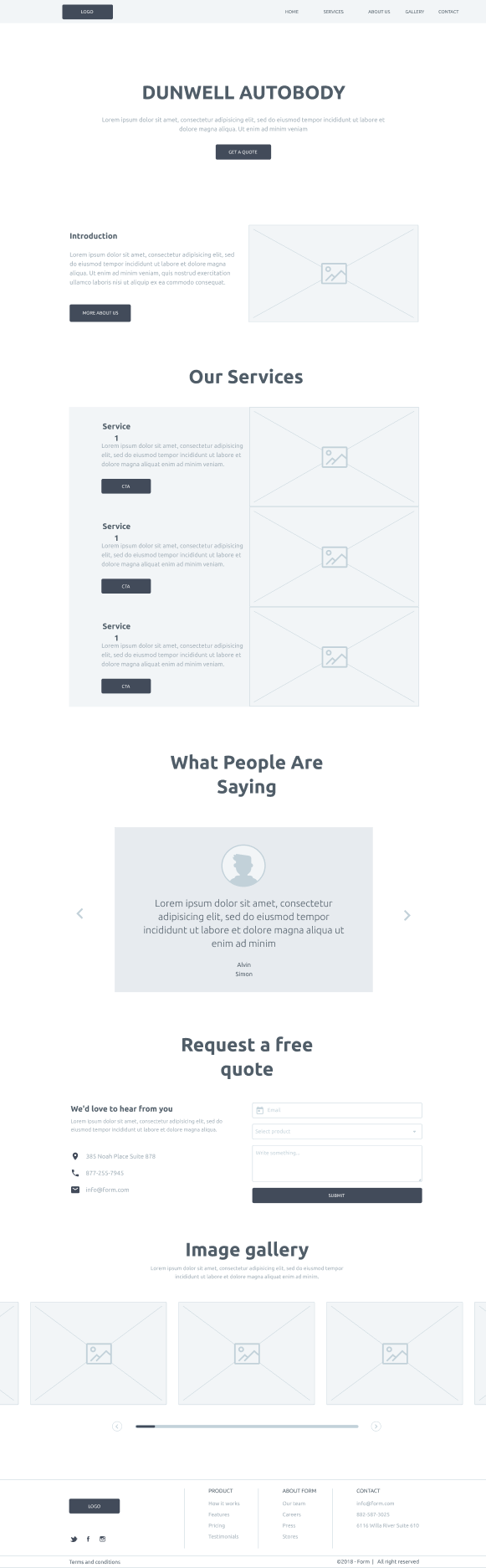 Wireframe - Home page
